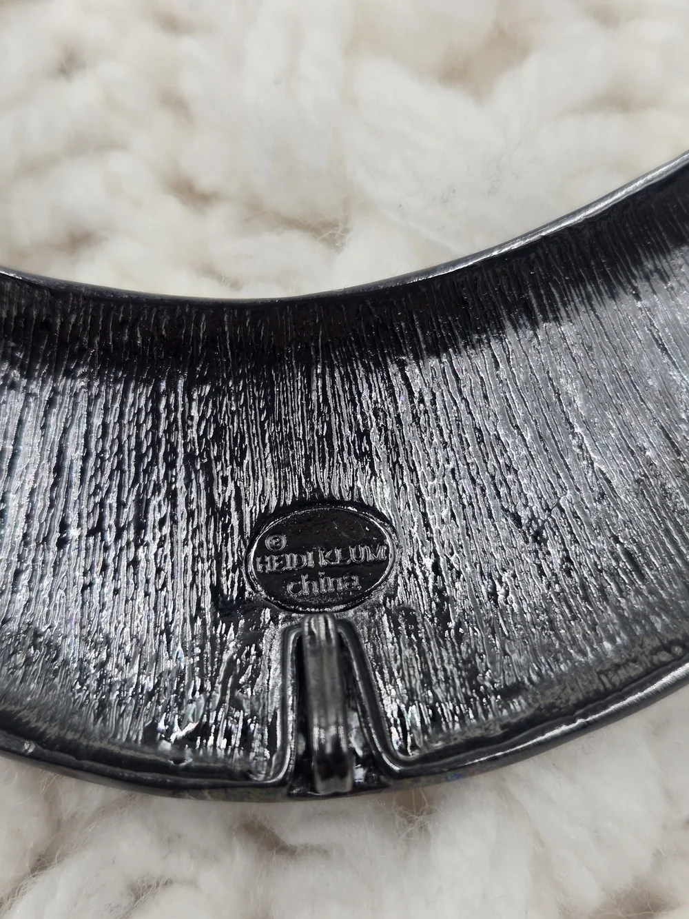Heidi Klum silver tone textured necklace featuring brushed metal links.